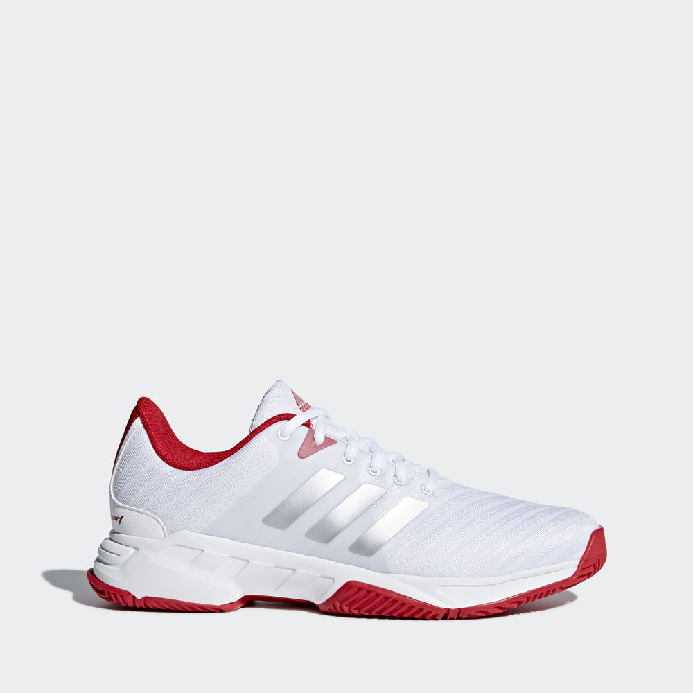 Adidas Barricade Court 3 - παπούτσια τένις ανδρικα - Ασπρα/Ασημι/Βαθυ Κοκκινα,Μέγεθος: EU 36 – 54 2/